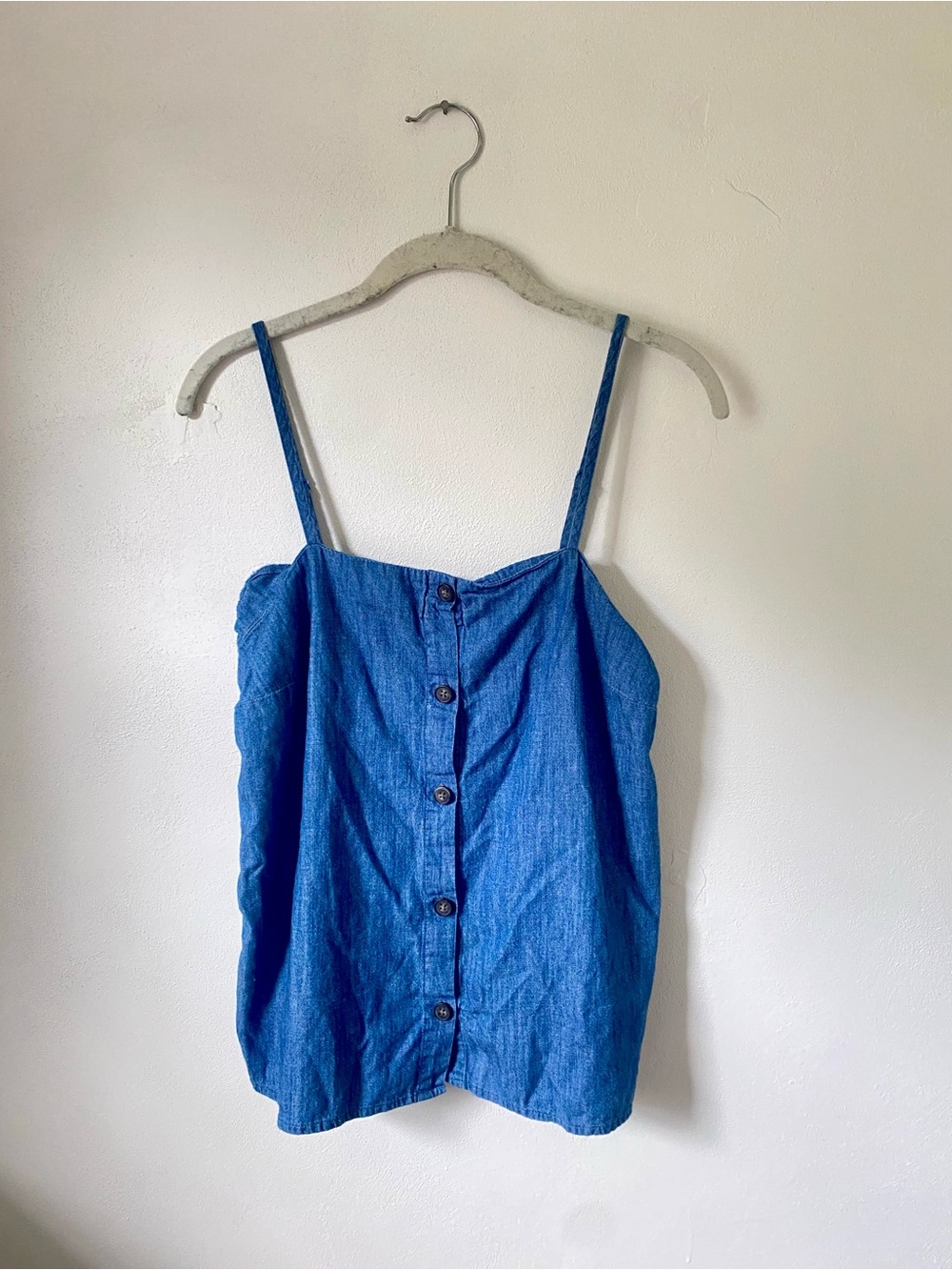 Old Navy Blue Denim Button-Front Spaghetti Strap Top, S